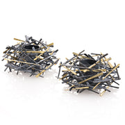 Todd Reed candle stick holders made with Sterling silver and 18k yellow gold